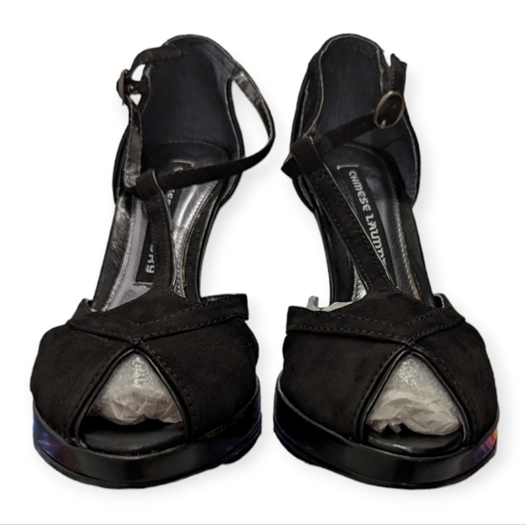 Chinese Laundry Heels Nyrvana Black Suede Open Toe Strappy High Heels NEW NIB - Picture 4 of 7